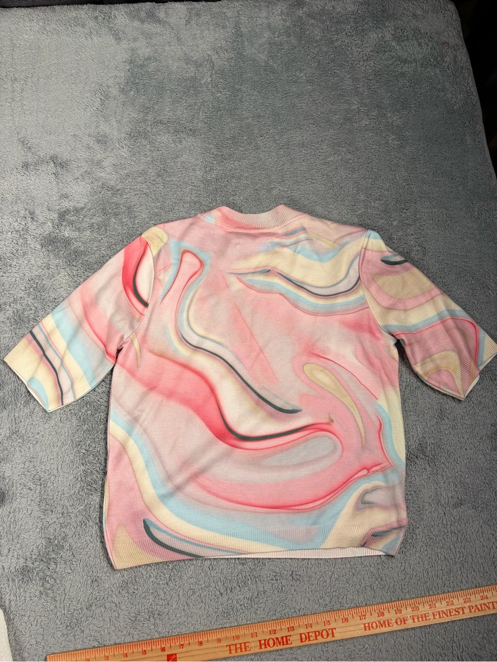 By Anthropologie printer Pastel Swirl Short-Sleeve Knit Top medium - Picture 8 of 12